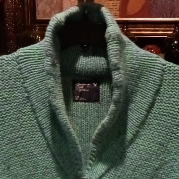 FINAL PRICE American Eagle Outfitters purple/green sweater w brown buttons - Picture 2 of 13